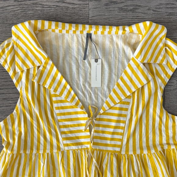 🌼ANTHROPOLGIE🌼 NWT Yellow Striped Sleeveless Top, Size XL - Picture 2 of 10